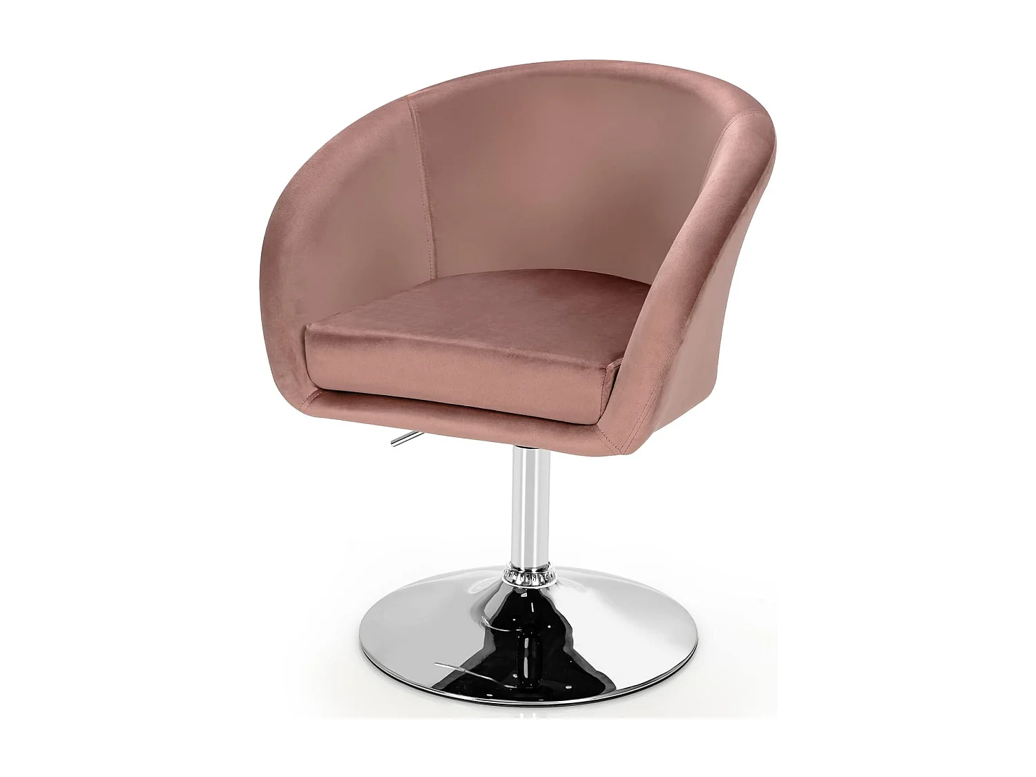 Chaise Pivotante en Velours, Fauteuil de Bureau réglable en Hauteur, Base Galvanisée Charge 125kg Rose