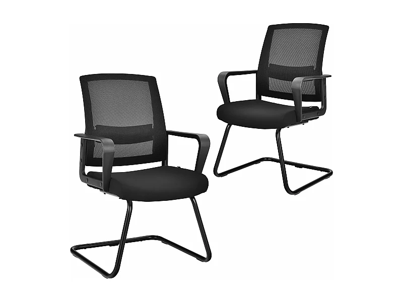 Chaise de Conférence Lot de 2, Chaise Ergonomique en Maille à Dossier Moyen avec Siège Rembourré, Charge Max 136 kg