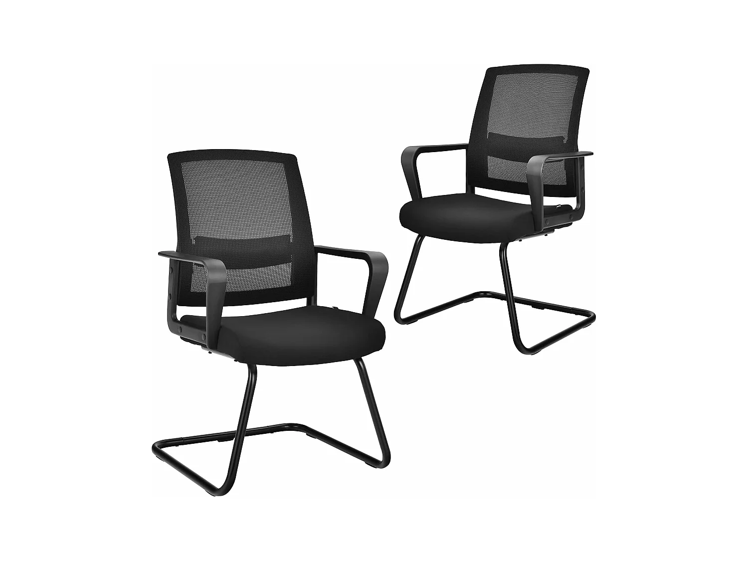 Chaise de Conférence Lot de 2, Chaise Ergonomique en Maille à Dossier Moyen avec Siège Rembourré, Charge Max 136 kg