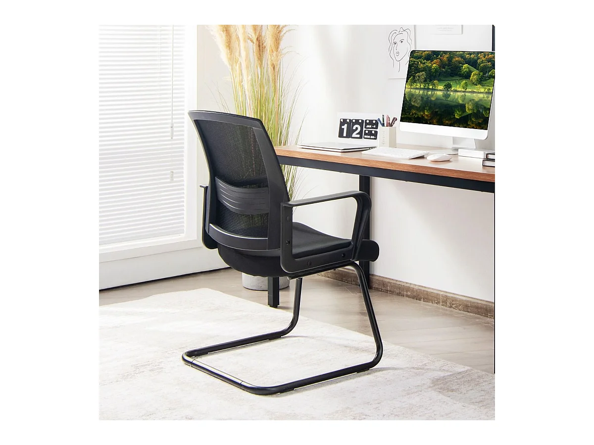 Conferentie stoel set van 2, ergonomische mid-back mesh stoel met gewatteerde zitting, max. belasting 136 kg