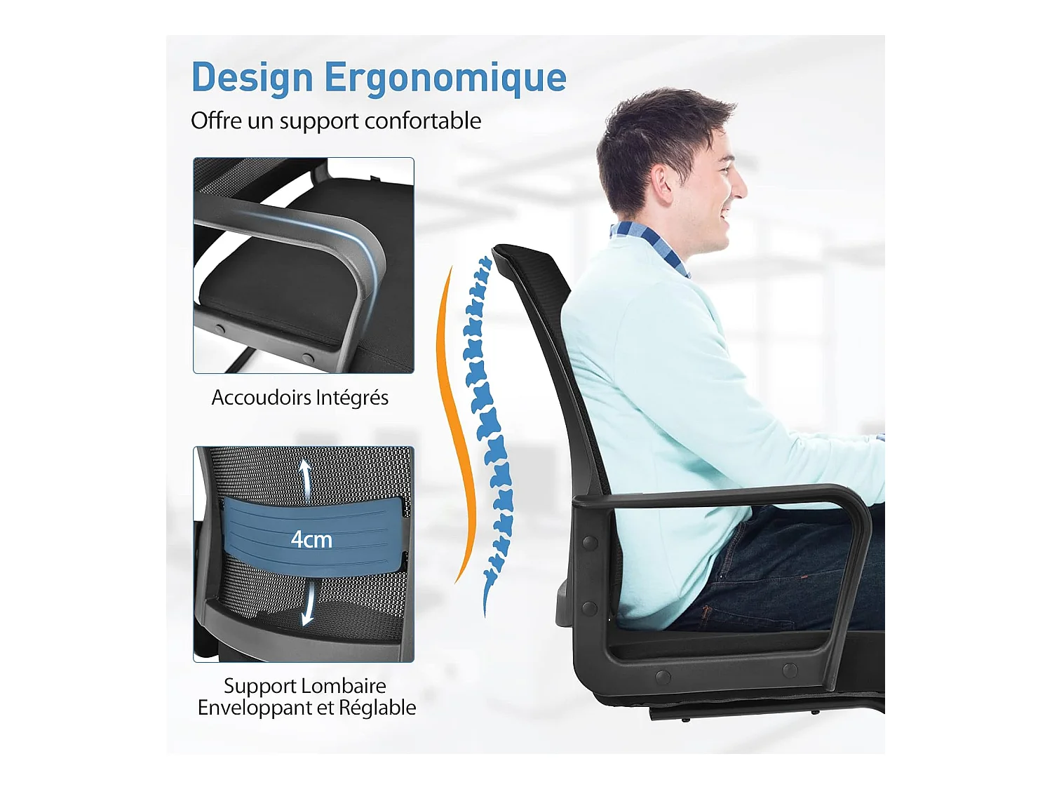 Conferentie stoel set van 2, ergonomische mid-back mesh stoel met gewatteerde zitting, max. belasting 136 kg