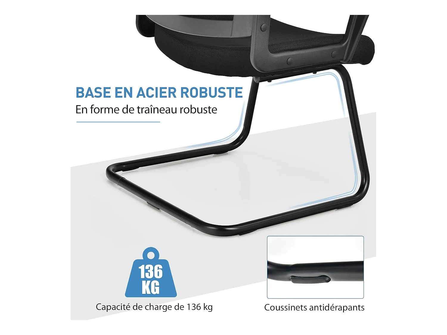 Conferentie stoel set van 2, ergonomische mid-back mesh stoel met gewatteerde zitting, max. belasting 136 kg