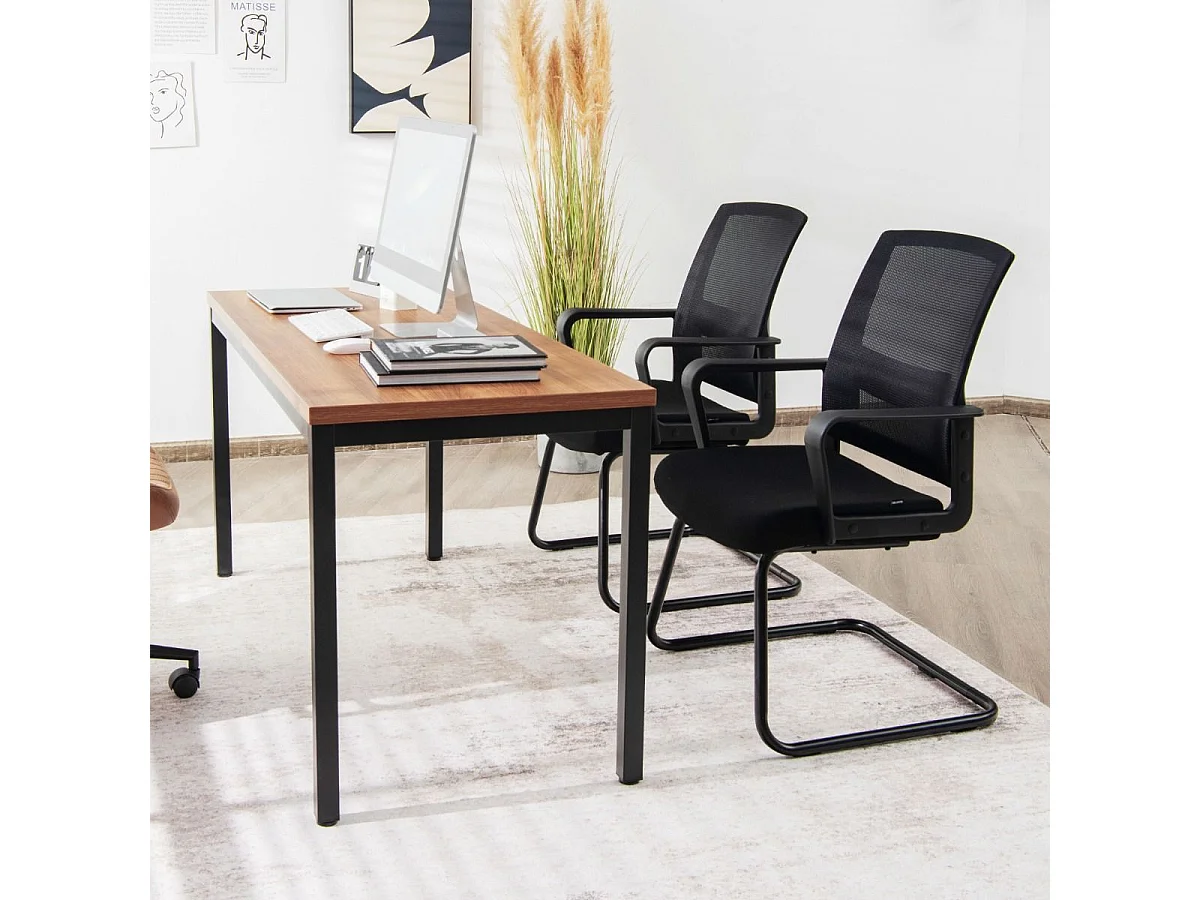 Chaise de Conférence Lot de 2, Chaise Ergonomique en Maille à Dossier Moyen avec Siège Rembourré, Charge Max 136 kg