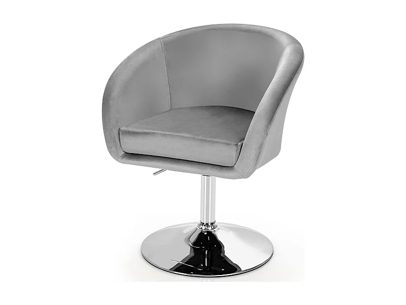 Chaise Pivotante en Velours, Fauteuil de Bureau réglable en Hauteur, Base Galvanisée Charge 125kg Gris