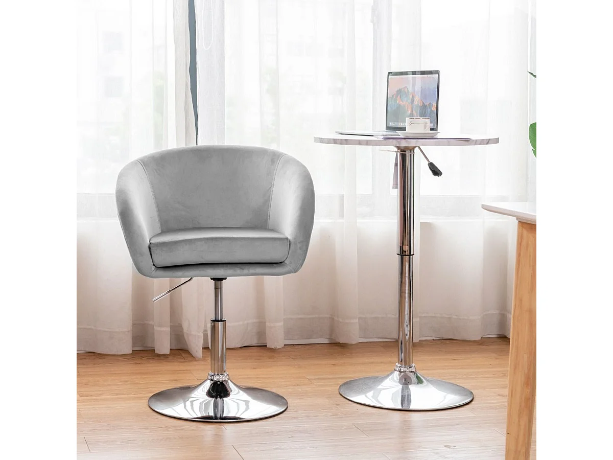 Chaise Pivotante en Velours, Fauteuil de Bureau réglable en Hauteur, Base Galvanisée Charge 125kg Gris