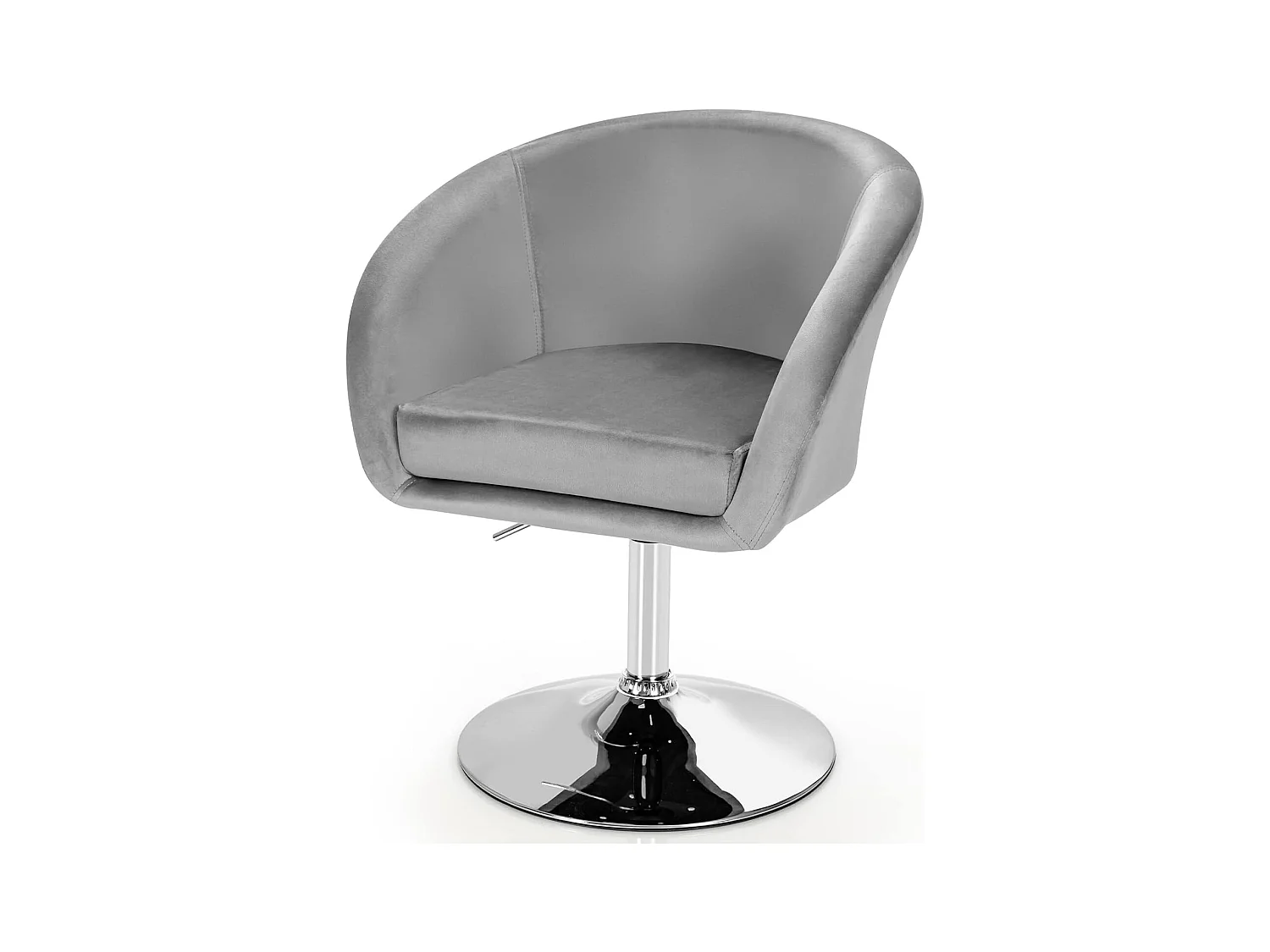 Chaise Pivotante en Velours, Fauteuil de Bureau réglable en Hauteur, Base Galvanisée Charge 125kg Gris