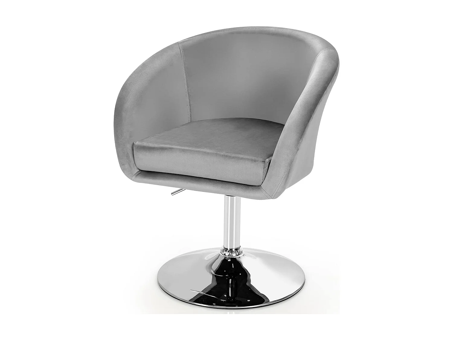 Chaise Pivotante en Velours, Fauteuil de Bureau réglable en Hauteur, Base Galvanisée Charge 125kg Gris