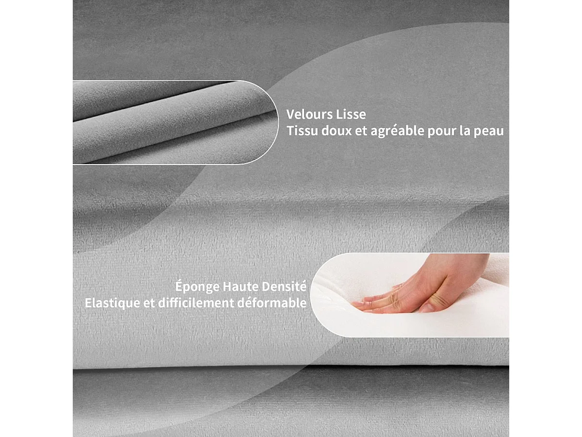 Chaise Pivotante en Velours, Fauteuil de Bureau réglable en Hauteur, Base Galvanisée Charge 125kg Gris