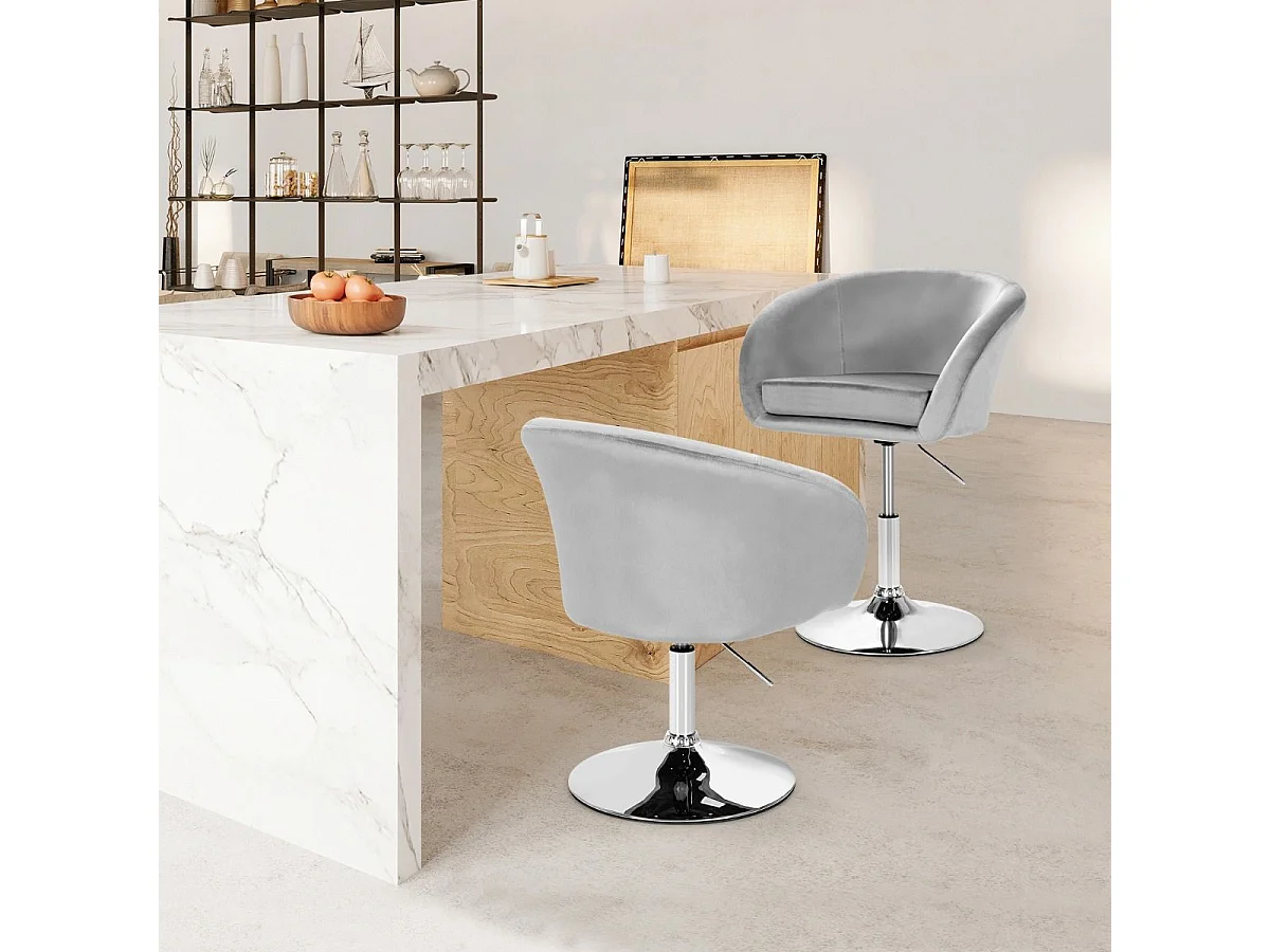 Chaise Pivotante en Velours, Fauteuil de Bureau réglable en Hauteur, Base Galvanisée Charge 125kg Gris