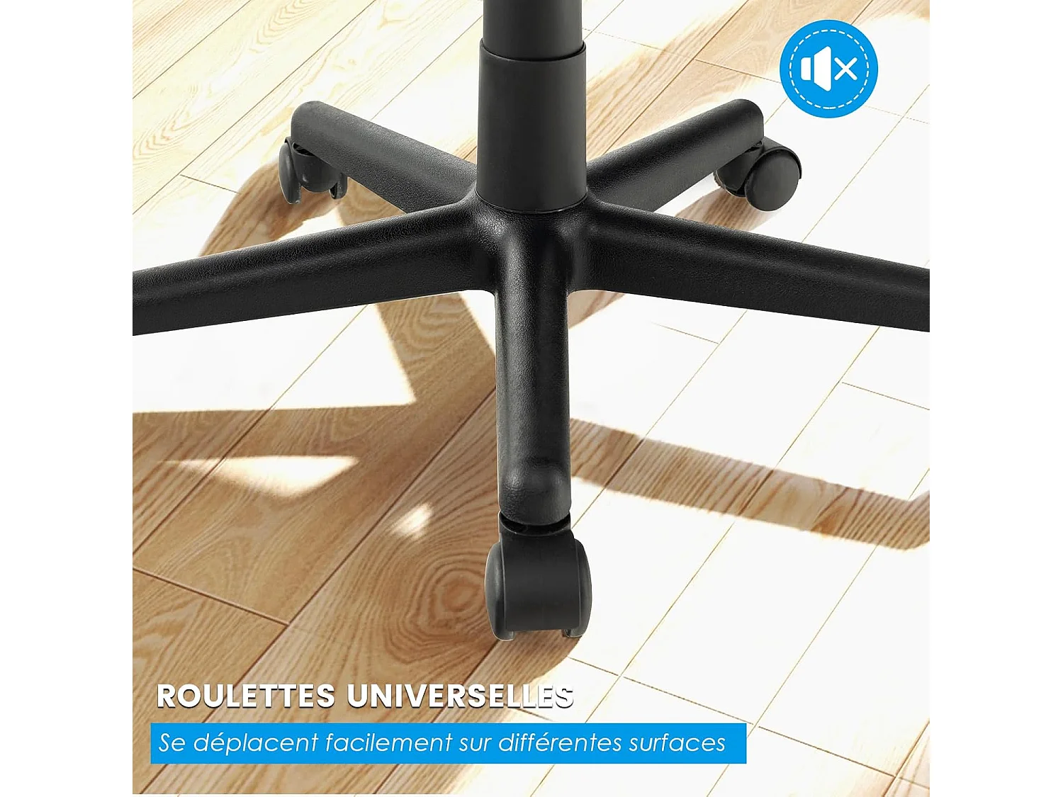 Chaise de Bureau Ergonomique, Chaise de Travail avec Soutien Lombaire et Dossier à Bascule, Pivotante en Maille avec Accoudoirs, pour Chambre, Bureau, Noir