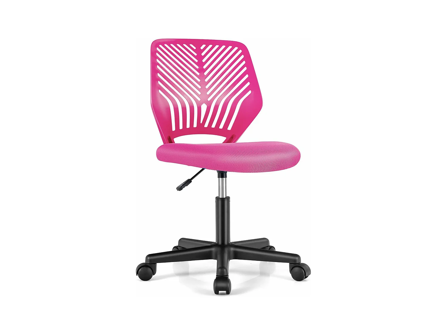 Chaise de Bureau Pivotante Enfants avec Hauteur Réglable 77-89cm, Siège à roulettes avec Dossier Ergonomique & Base à 5 Étoiles, Charge 150kg pour Enfant Adolescent Adulte (Rose)