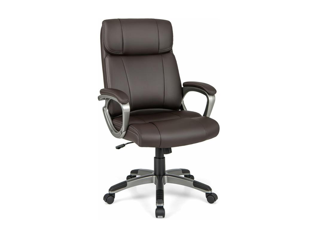 Fauteuil de Bureau Ergonomique, Chaise de Bureau en Cuir PU, à Bascule, Hauteur Réglable, Fauteuil de Gamer, Chaise de Travail Pivotant, Charge Maximale 160 kg, Marron