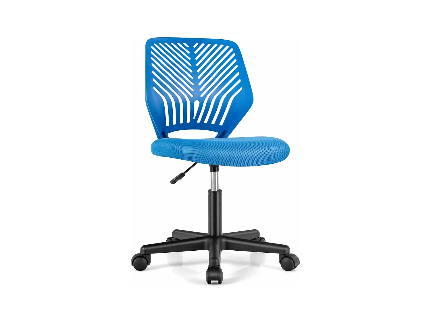 Chaise de Bureau Pivotante Enfants avec Hauteur Réglable 77-89cm, Siège à roulettes avec Dossier Ergonomique & Base à 5 Étoiles, Charge 150kg (Bleu)
