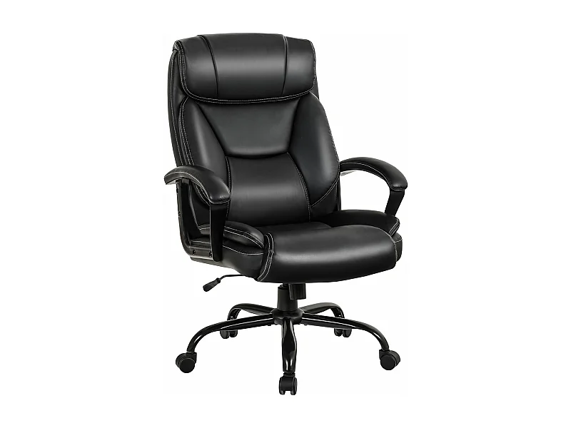 Chaise de Bureau Pivotante, Fauteuil de Bureau Ergonomique Réglable, Ultra Souple en Similicuir Hauteur Réglable Base Robuste Charge 220kg Noir