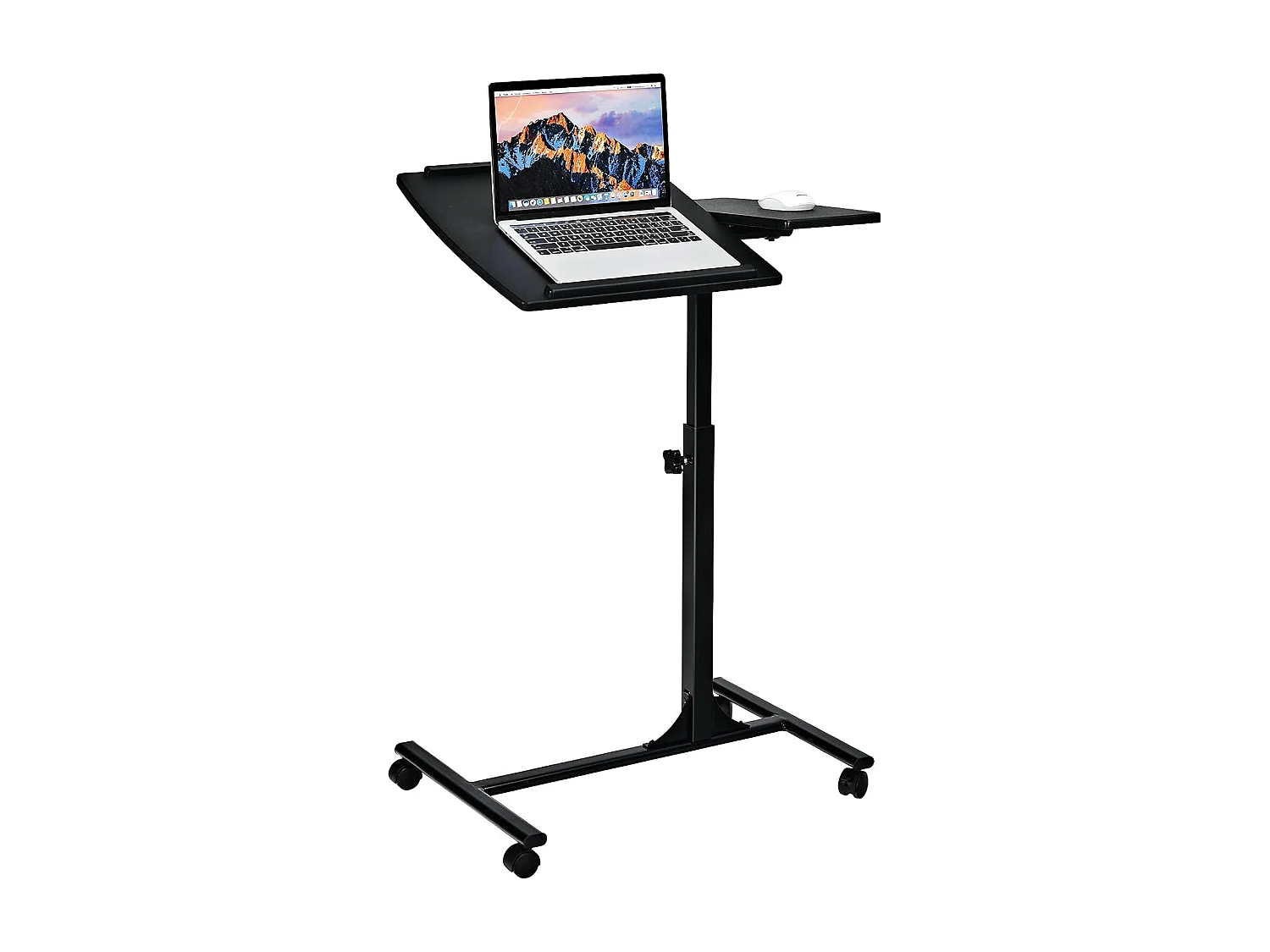 Table d’Ordinateur à roulettes Portable en MDF+Fer Hauteur Réglable 71-93 cm avec 4 roulettes (Noir)