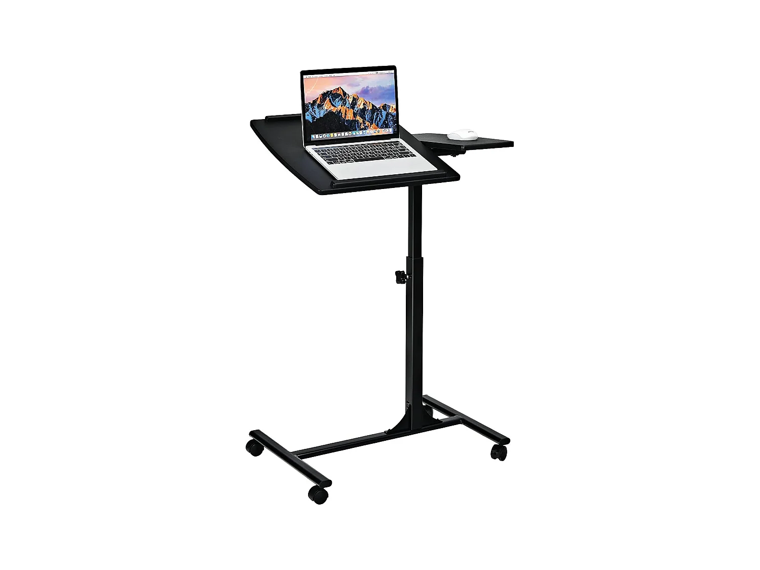 Table d’Ordinateur à roulettes Portable en MDF+Fer Hauteur Réglable 71-93 cm avec 4 roulettes (Noir)