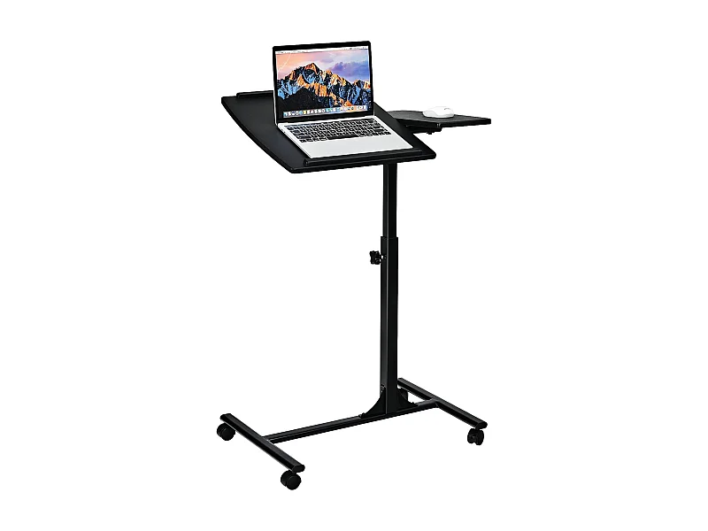 Table d’Ordinateur à roulettes Portable en MDF+Fer Hauteur Réglable 71-93 cm avec 4 roulettes (Noir)