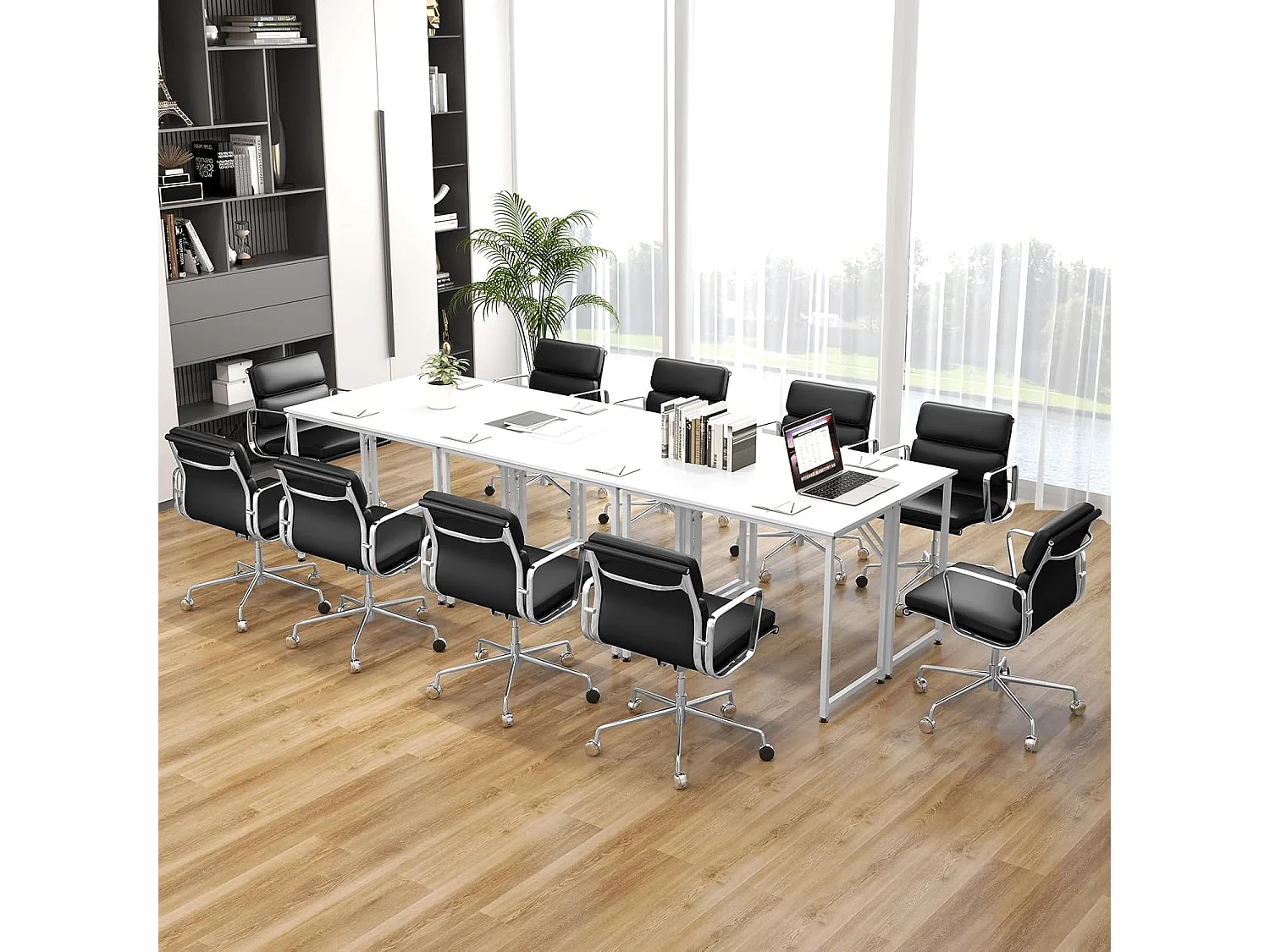 Bureau d'Ordinateur, Table Poste de Travail, Bureau Informatique, 50 x 100 x 77 cm, Style Industriel, Cadre en Métal, pour Bureau, Chambre, Salle de Réunion (Blanc)
