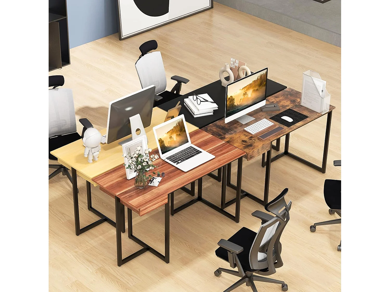 Bureau d'Ordinateur 120 x 55 cm, Table avec Tiroir, Design Élégant, Postes de Travail pour Bureau, Salon, Chambre, Facile à Assembler, 120 x 55 x 75 cm (Naturel)