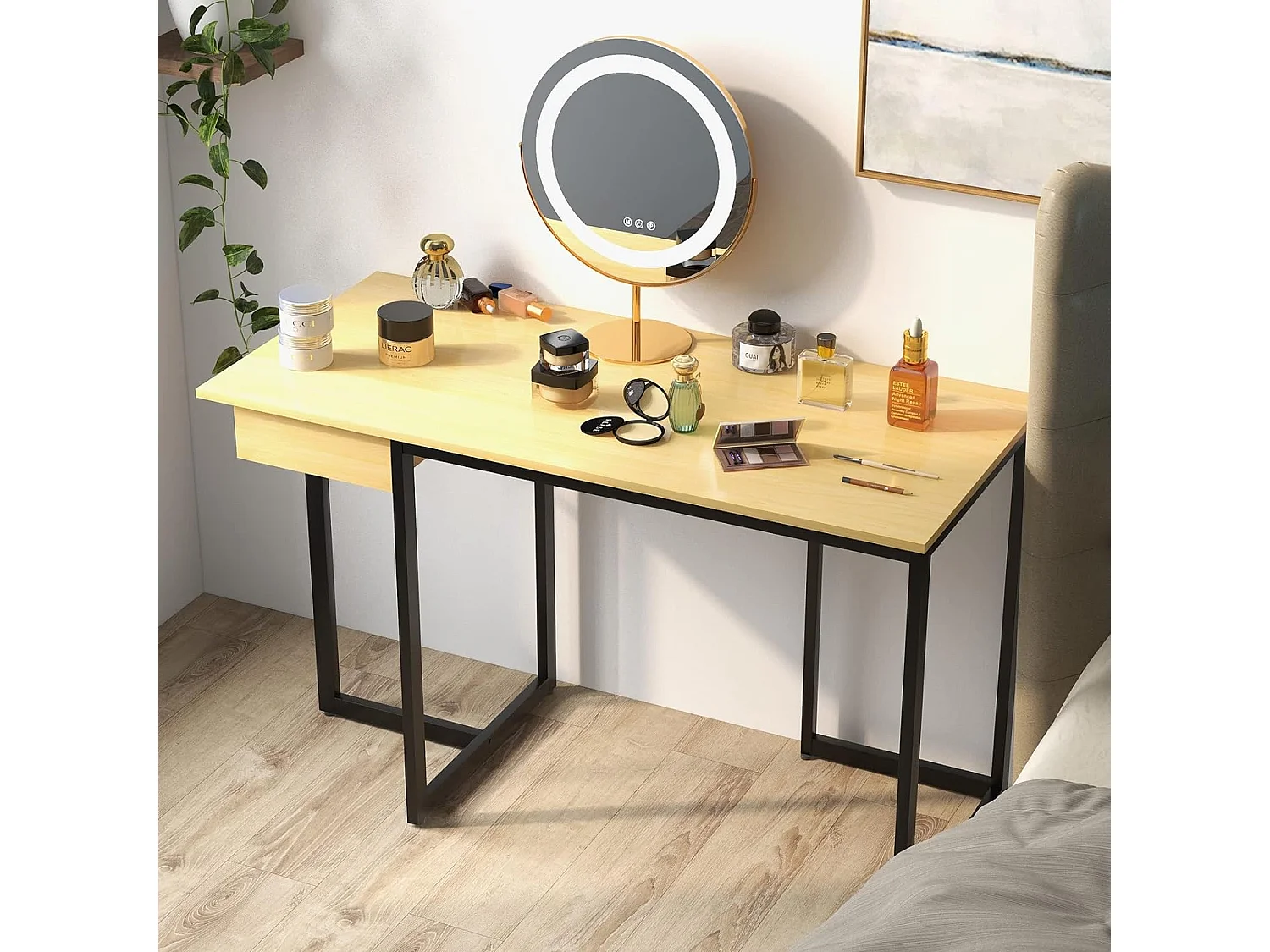 Bureau d'Ordinateur 120 x 55 cm, Table avec Tiroir, Design Élégant, Postes de Travail pour Bureau, Salon, Chambre, Facile à Assembler, 120 x 55 x 75 cm (Naturel)