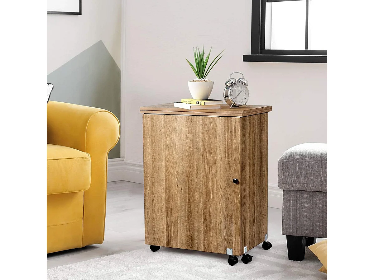 Table de Couture Pliante Meuble pour Machine à Coudre avec 3 Etagères pour Bobines et Roulettes verrouillables en Bois