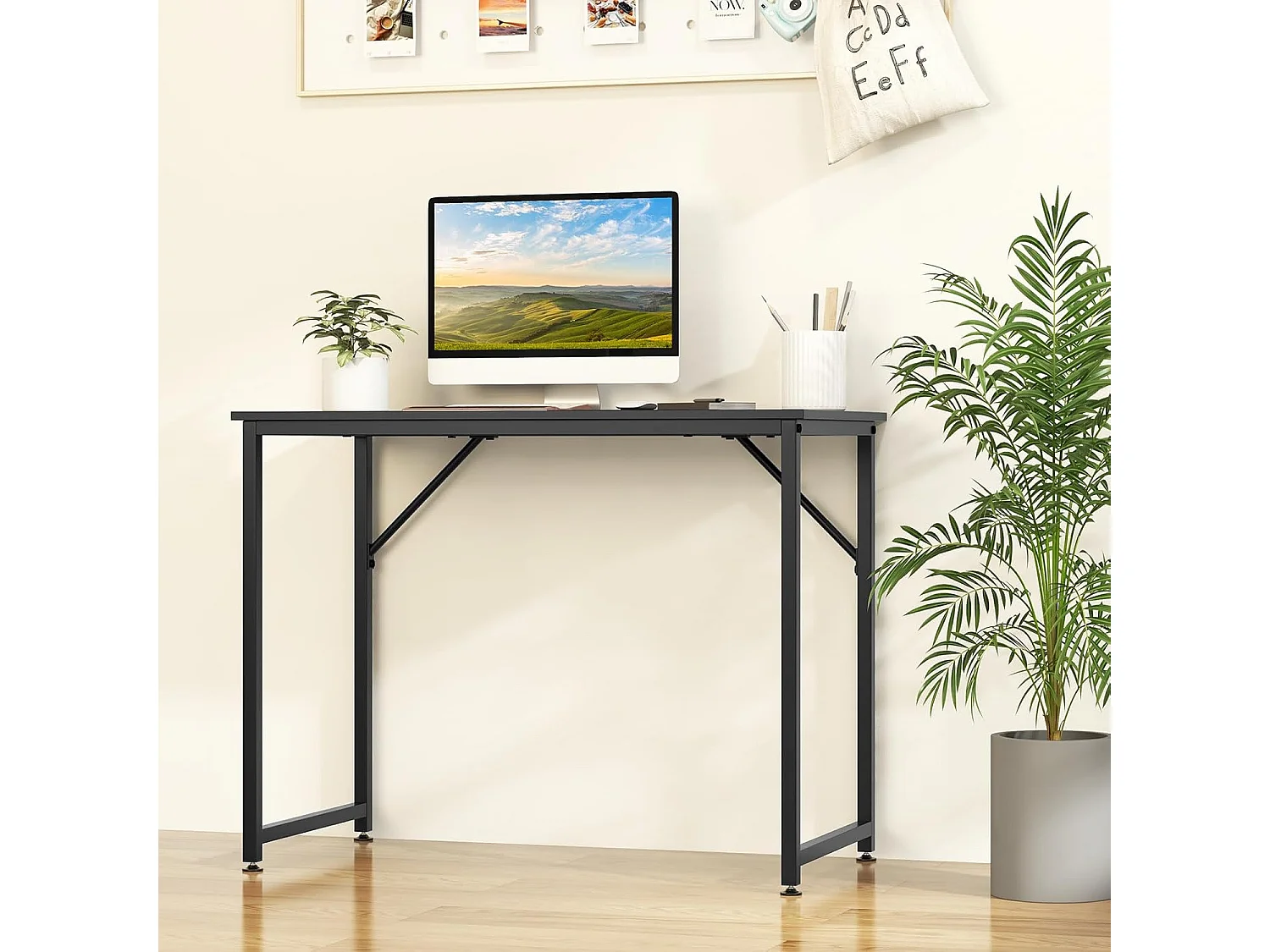 Bureau Informatique Droit - Structure en Métal -100 x 50 x 75 cm - Noir