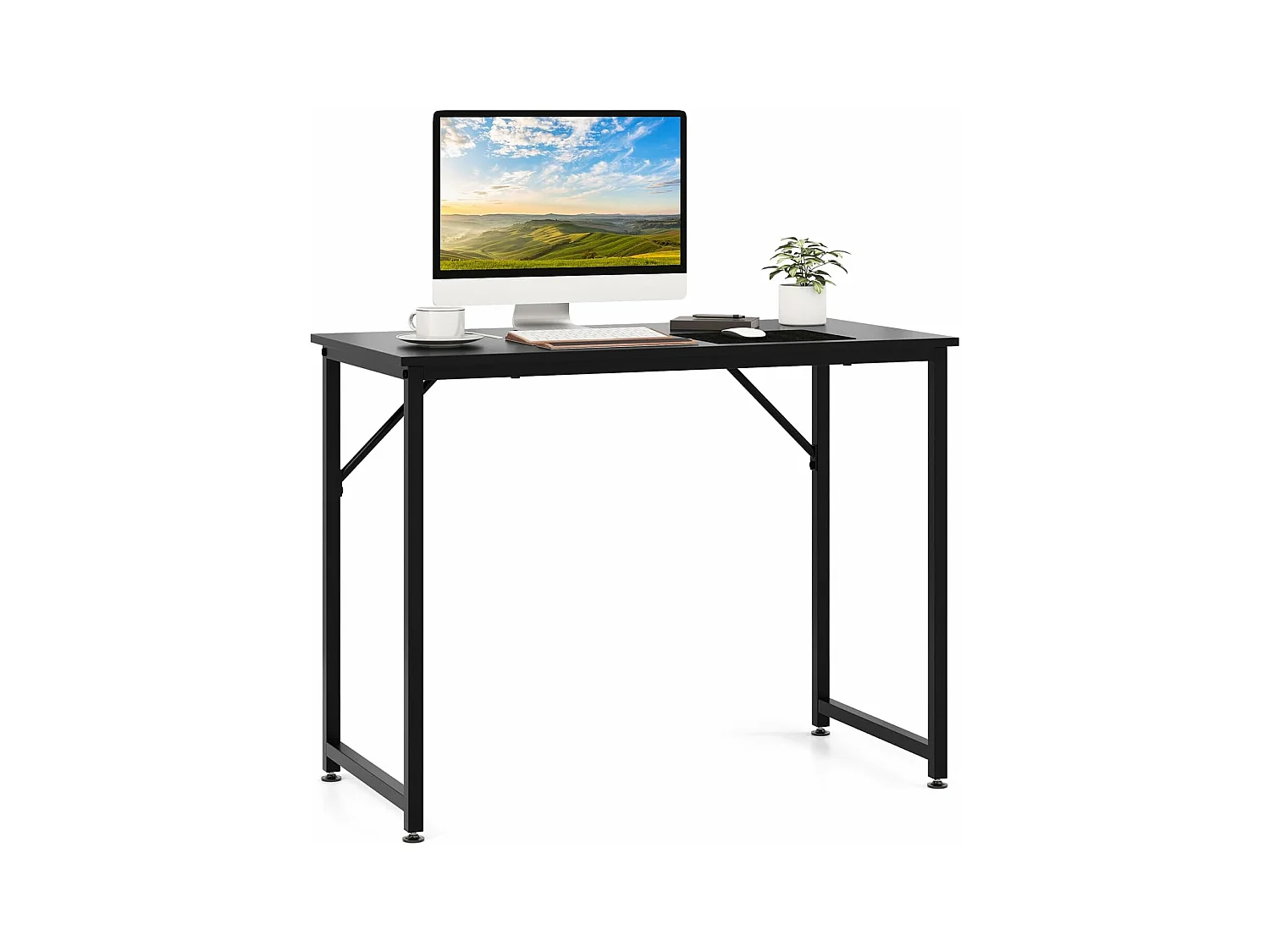 Bureau Informatique Droit - Structure en Métal -100 x 50 x 75 cm - Noir