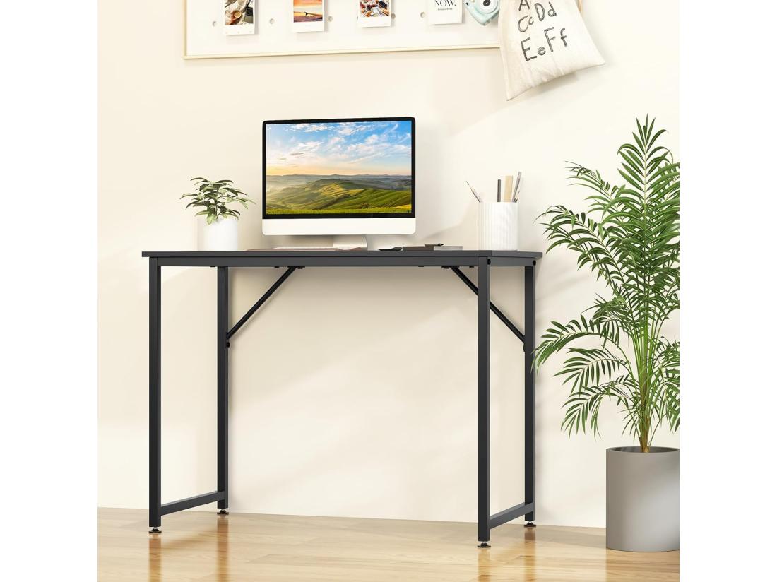 vente unique Bureau Informatique Droit - Structure en Métal -100 x 50 x 75 cm - Noir