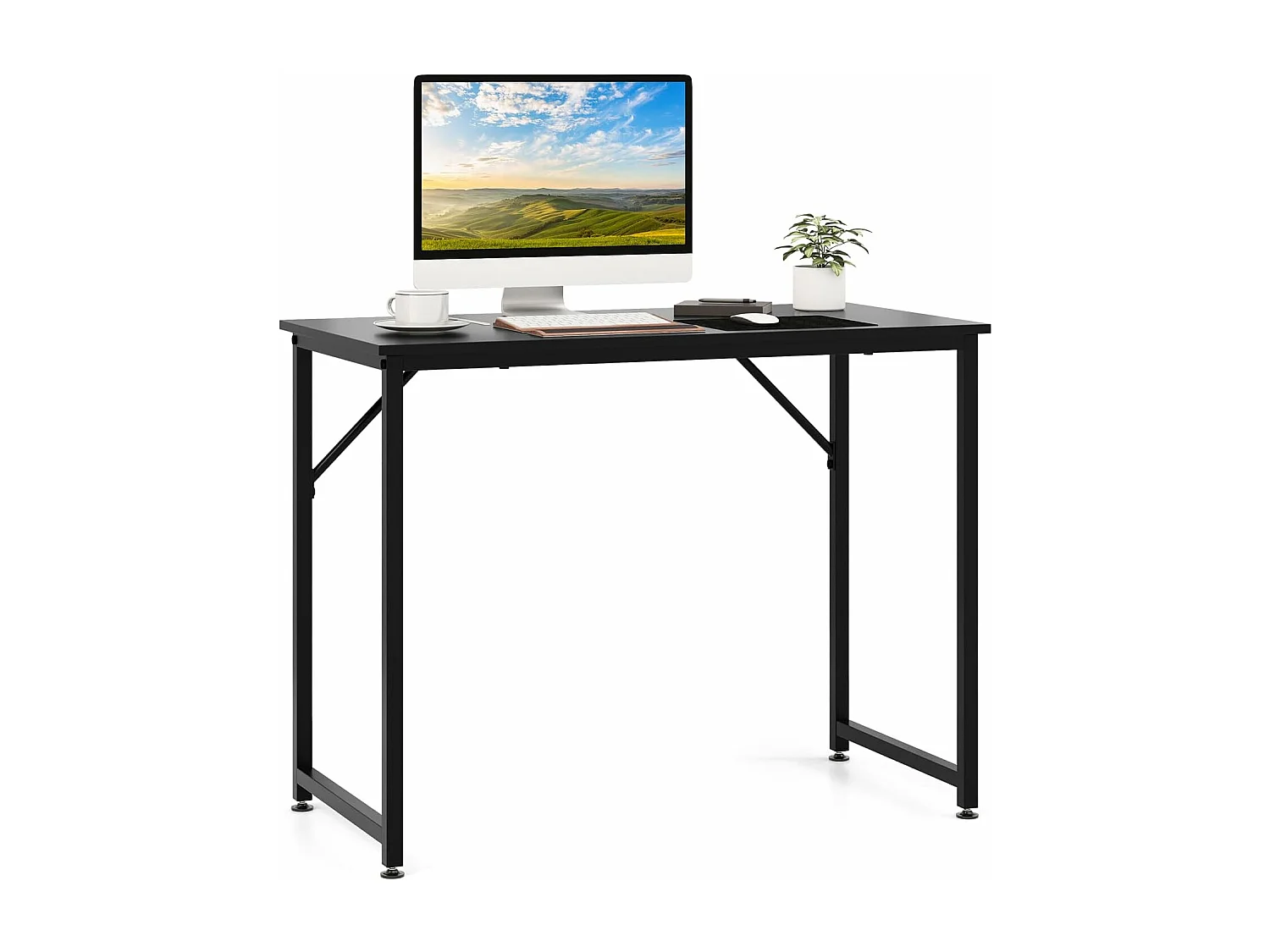 Bureau Informatique Droit - Structure en Métal -100 x 50 x 75 cm - Noir