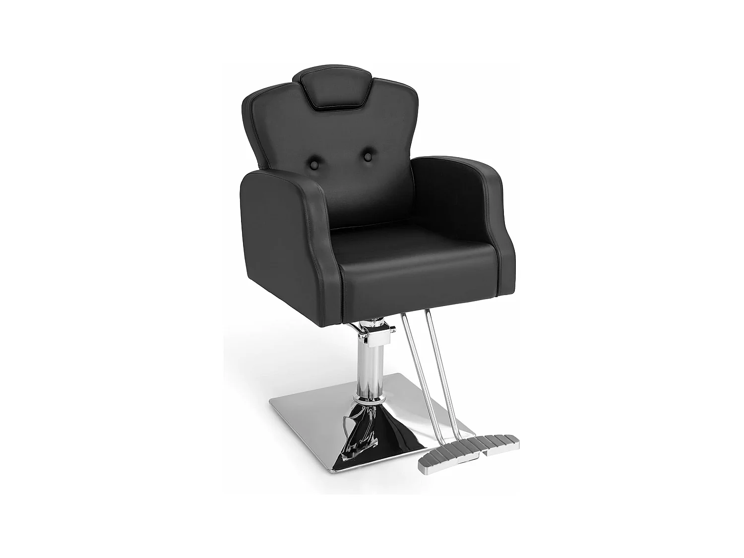 Fauteuil de Coiffure Hydraulique Rotative à 360°, Chaise de Salon Coiffure avec Hauteur et Appui-tête Réglables Accoudoirs en Bois Massif Charge 150KG, pour Salon de Beauté