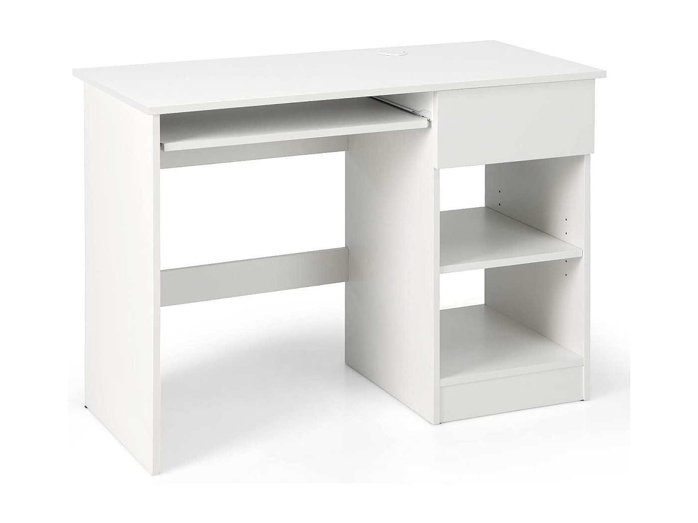 Bureau Blanc Avec étagère - 90x45x75 Cm, Bois, Charge Max 230 Lb, Pour étude Ou Chambre - 10