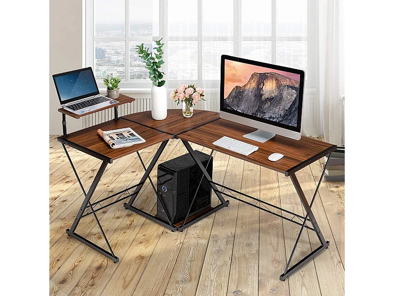 Bureau d'Angle en Forme L Détachable,Table d'Ordinateur Structure Solide 147x112x79cm