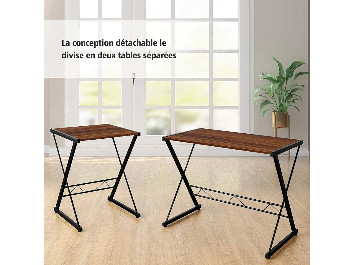 Bureau d'Angle en Forme L Détachable,Table d'Ordinateur Structure Solide 147x112x79cm