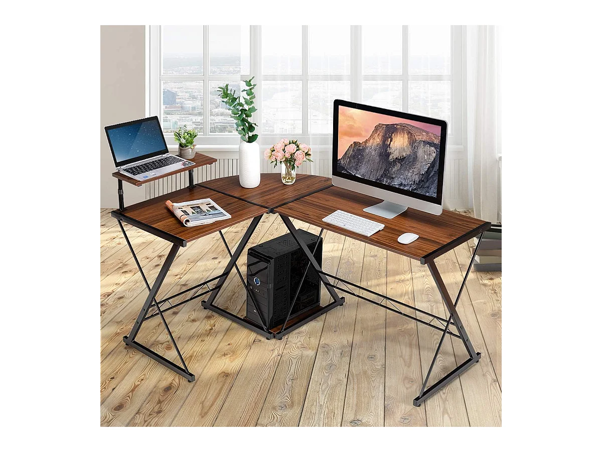 Bureau d'Angle en Forme L Détachable,Table d'Ordinateur Structure Solide 147x112x79cm