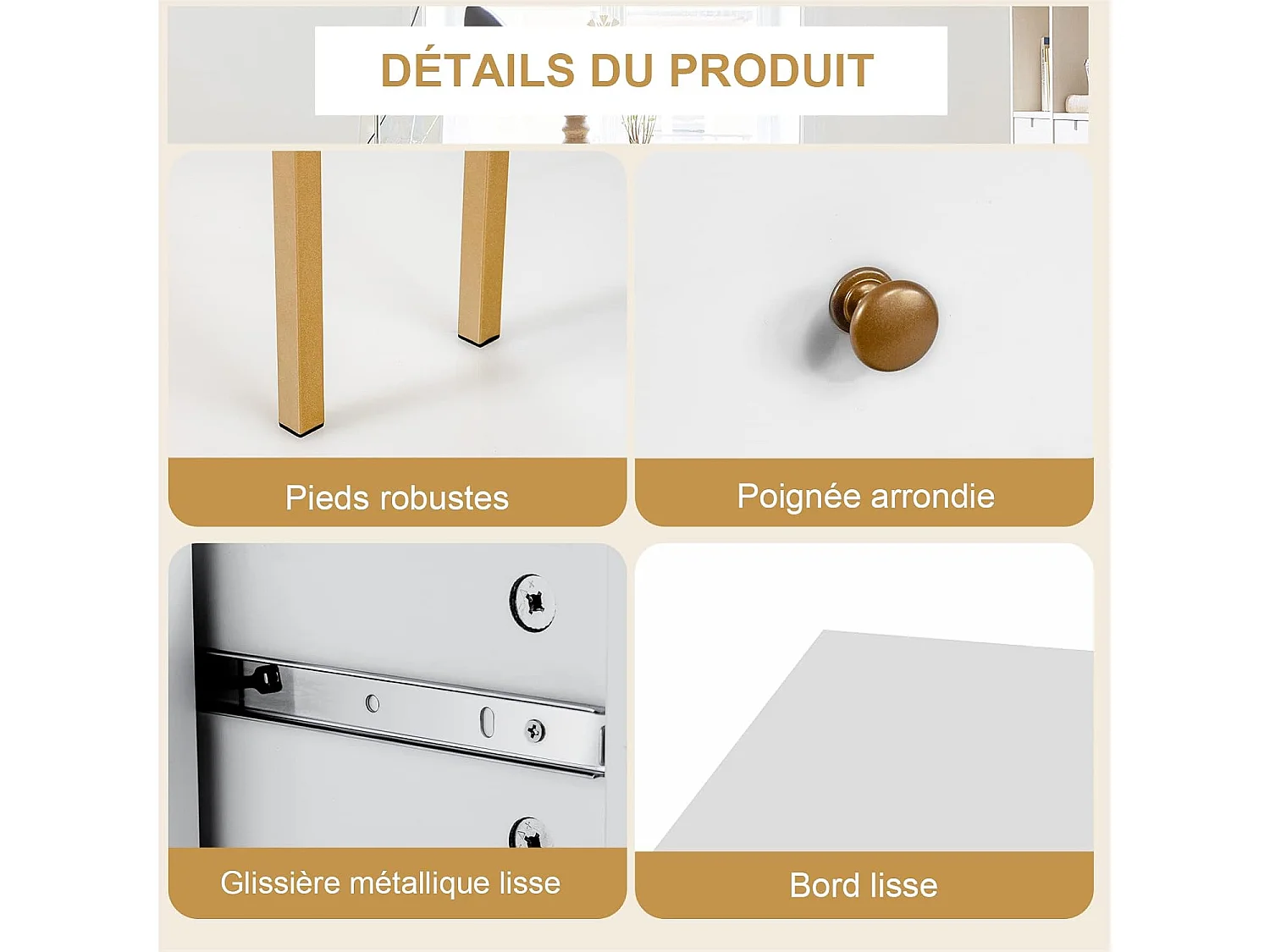 Table Bureau d'Angle avec 2 Tiroirs/Table Imformatique pour Ordinateur avec Etagère de Rangement Blanc