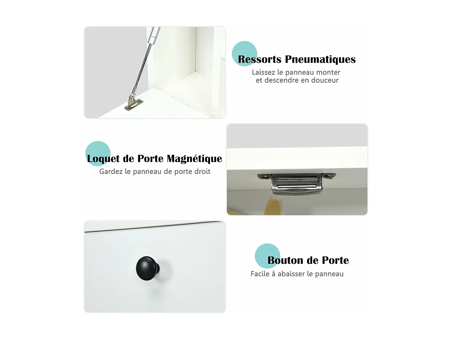 Bureau Mural Rabattable pour Ordinateur Portable, Armoire avec Plateau Murale, avec Étagères Intégrée (Blanc)