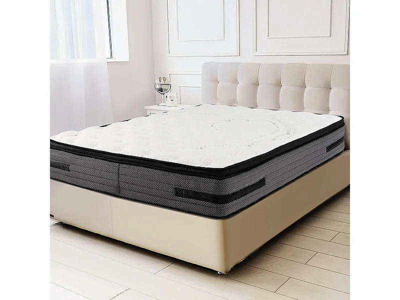 Matelas Hybride Infusé de Gel Frais H2 140x200 cm, Mousse à Mémoire, Épaisseur32 cm, Housse en Tissu Tricoté Doux, Soutien à 7 Zones, Ultra Doux