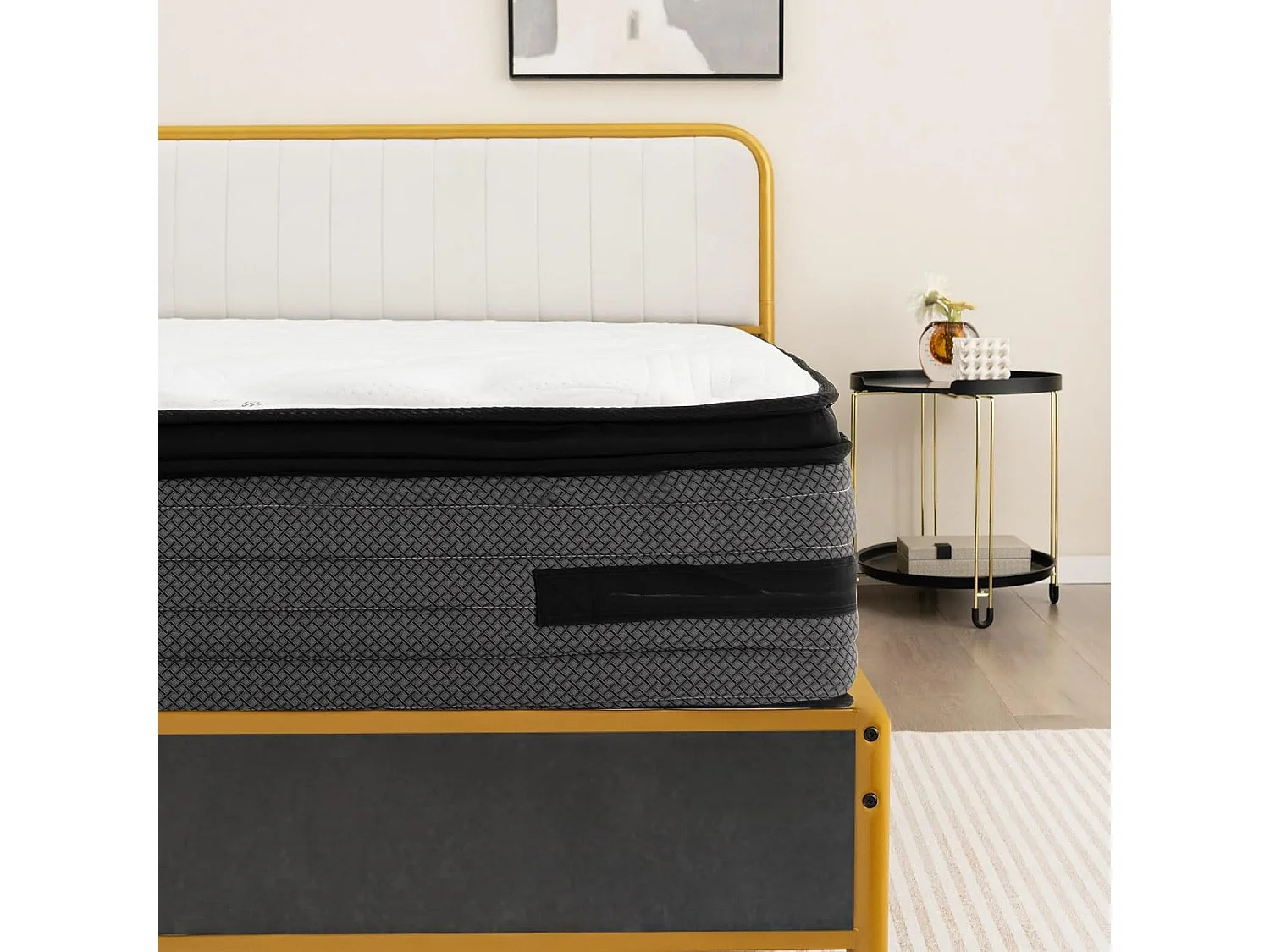 Matelas Hybride Infusé de Gel Frais H2 140x200 cm, Mousse à Mémoire, Épaisseur32 cm, Housse en Tissu Tricoté Doux, Soutien à 7 Zones, Ultra Doux