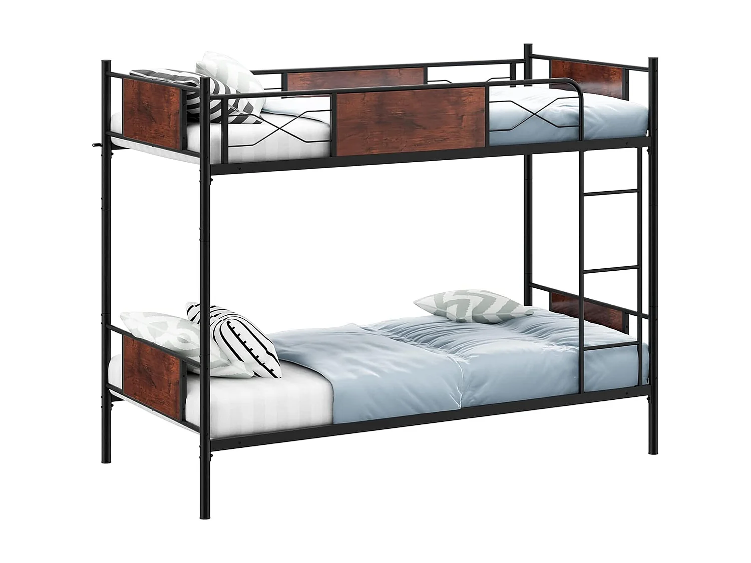 Lit Superposé en Métal 90x190cm, 2 Lits Simples Détachables avec Échelle, Garde-Corps, Dispositif Anti-basculement, Style Industriel, pour Enfant/Adulte