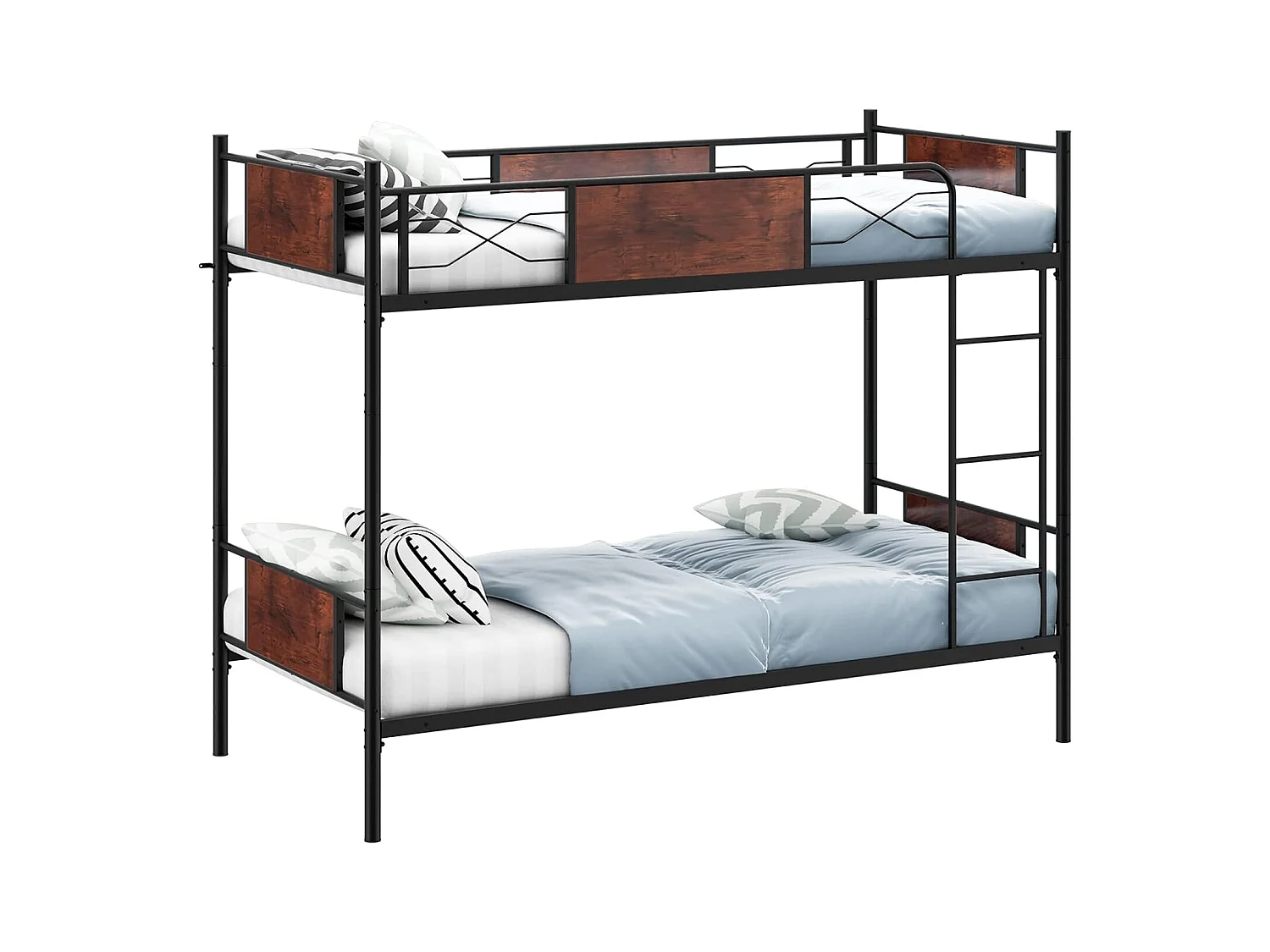 Stapelbed van metaal, 90x190 cm, 2 afneembare eenpersoonsbedden met ladder, leuning, kantelbeveiliging, industriële stijl, voor kind/volwassene
