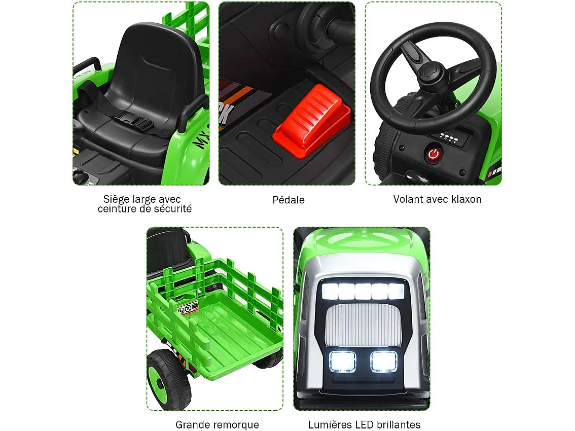 Tracteur à 3 Vitesses avec Remorque Amovible