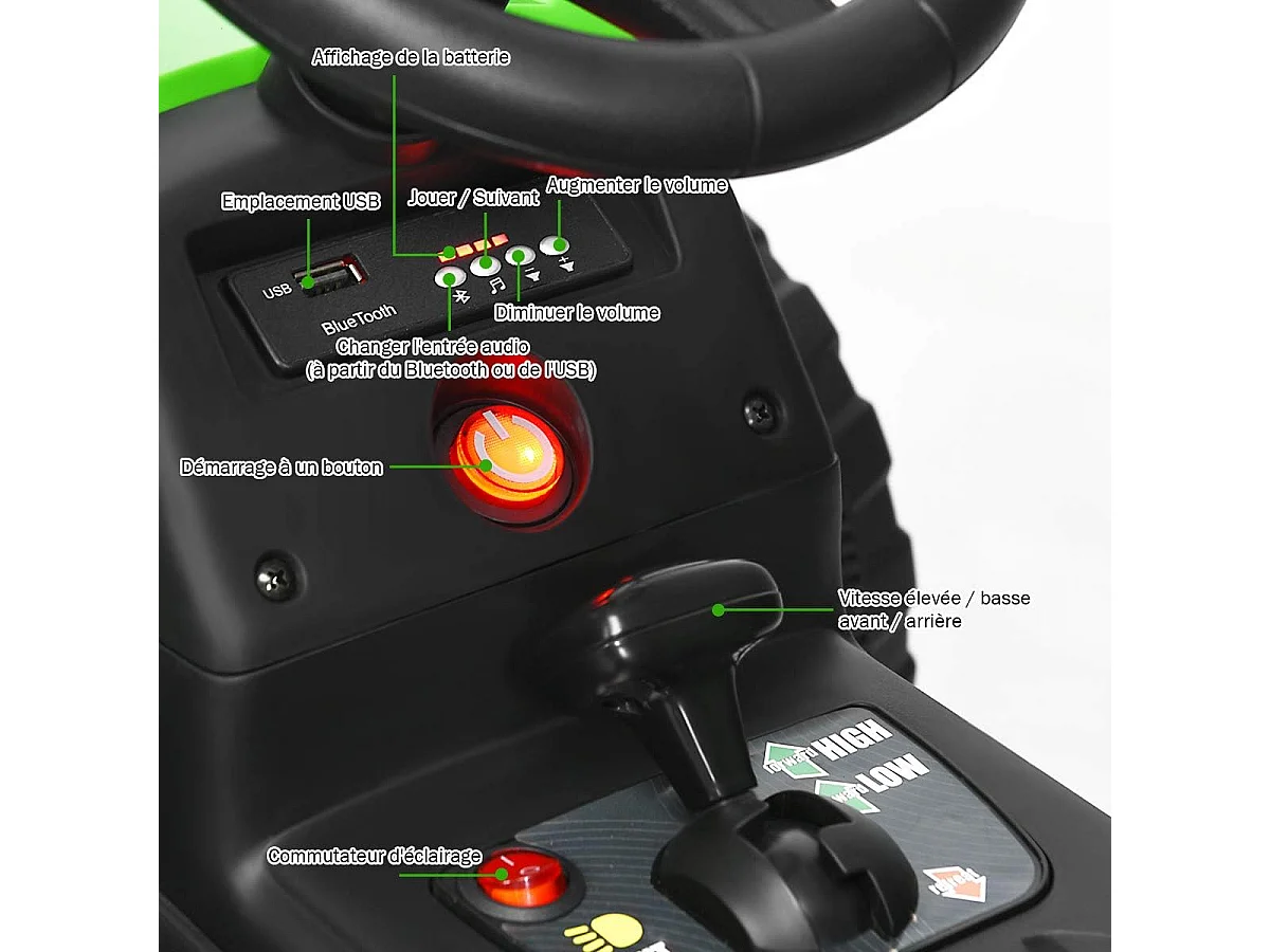 Tracteur à 3 Vitesses avec Remorque Amovible