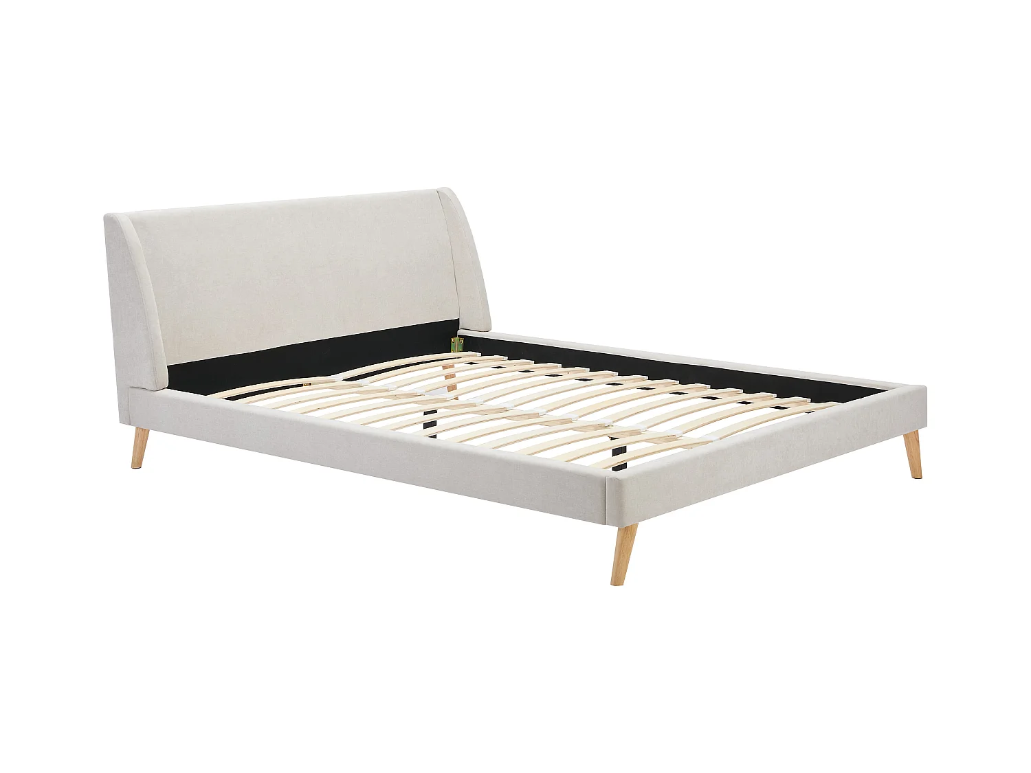 Cama de estilo escandinavo 180 x 200 cm - Tela - Beige - BENEDICTE