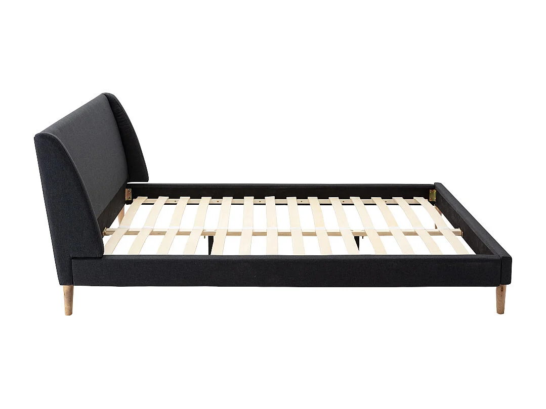 Cama escandinava 180x200 cm tecido cinza antracite - BENEDICTE