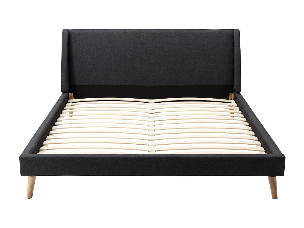 Cama escandinava 180x200 cm tecido cinza antracite - BENEDICTE