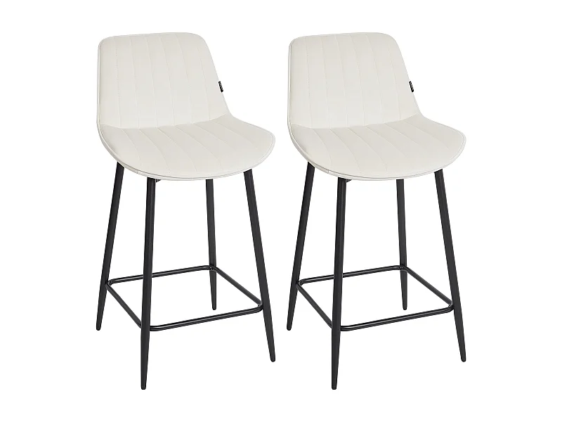 Lot de 2 chaises de bar DUBROVNIK Velours Beige clair