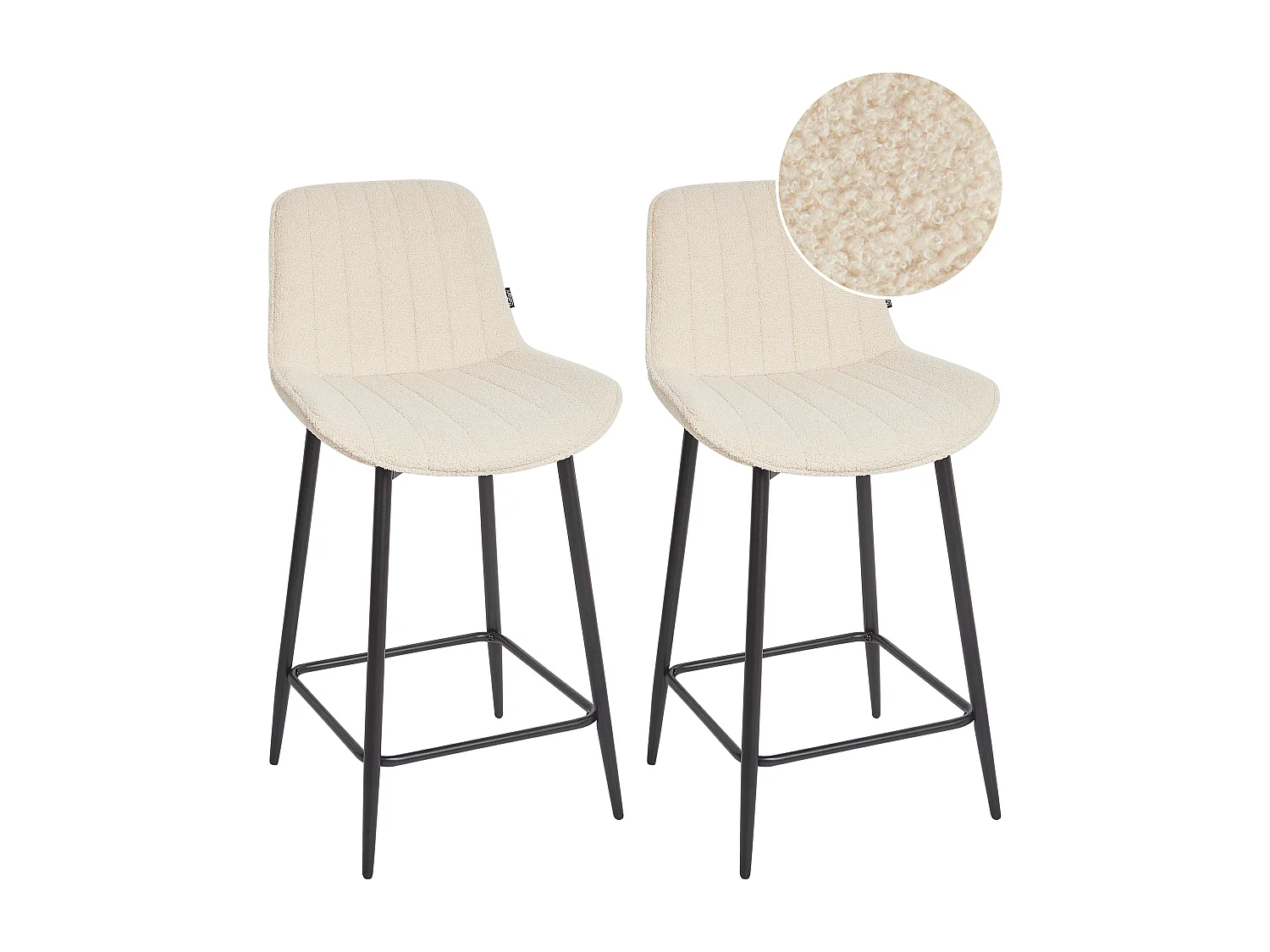 Lot de 2 chaises de bar DUBROVNIK Bouclé Beige clair
