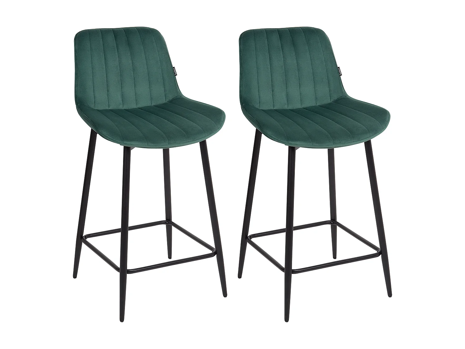 Lot de 2 chaises de bar DUBROVNIK Velours Vert émeraude