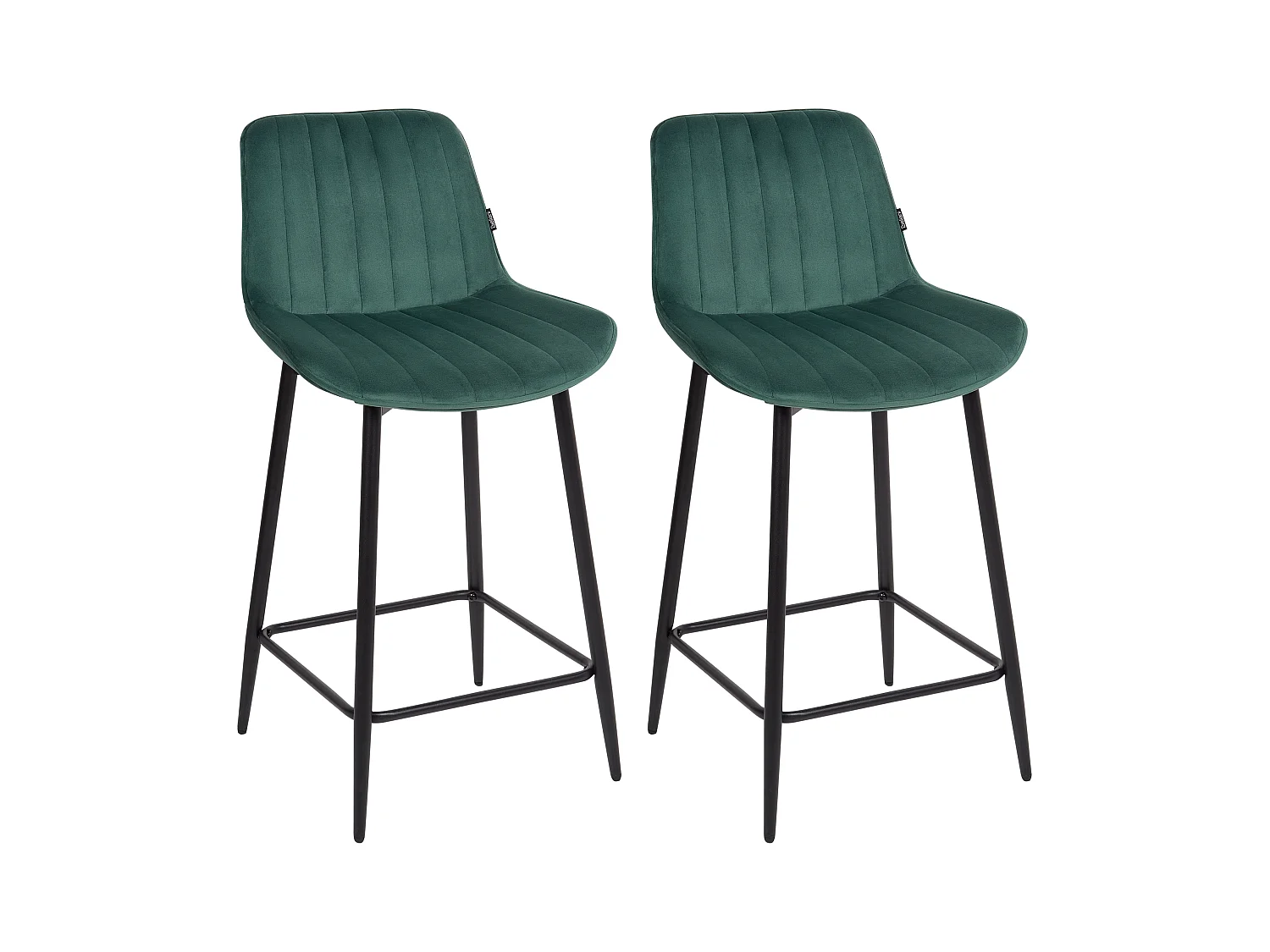 Lot de 2 chaises de bar DUBROVNIK Velours Vert émeraude