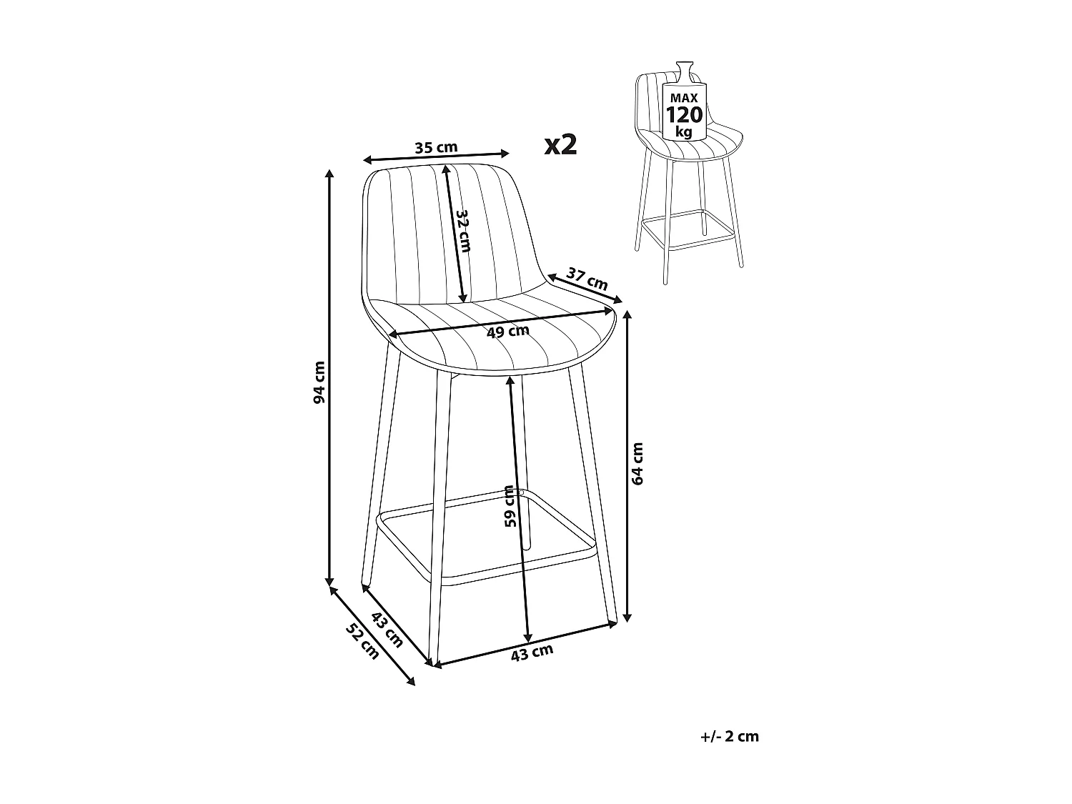 Set van 2 barstoelen DUBROVNIK Fluweel Smaragdgroen